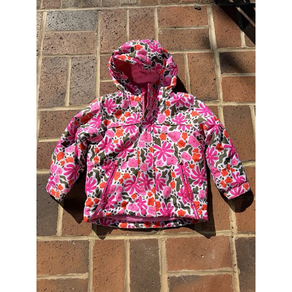 Cat & Jack Girls Pink Floral Winter Jacket 4T
